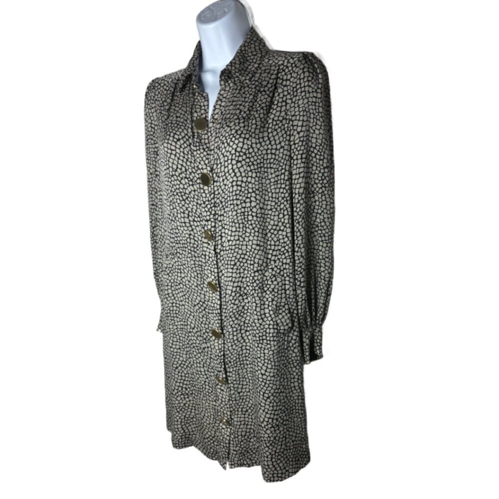 Diane Von Furstenberg Sz 2 Silk/Lycra Patterned Buttoned Shirt Dress (1435) - Picture 4 of 5
